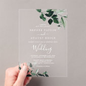 Invitations En Acrylique Emerald Green Blanc moderne Boho Moody Mariage (In situ (ordinateur de poche))