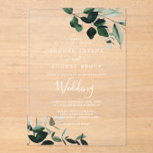Invitations En Acrylique Emerald Green Blanc moderne Boho Moody Mariage (Recto)