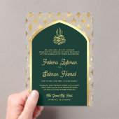 Invitations En Acrylique Emerald Green Diamonds Arch Mariage musulman (In situ (ordinateur de poche))