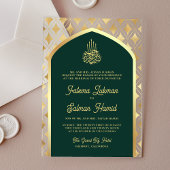 Invitations En Acrylique Emerald Green Diamonds Arch Mariage musulman