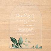 Invitations En Acrylique Emerald Green Eucalyptus White Mountain Mariage (Recto)
