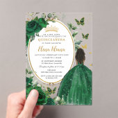 Invitations En Acrylique Emerald Green Floral Brown Princesse Quinceañera (In situ (ordinateur de poche))