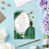 Invitations En Acrylique Emerald Green Floral Brown Princesse Quinceañera (Insitu (Mariage))
