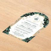 Invitations En Acrylique Emerald Green Floral Or Arch Mariage musulman (Poser)