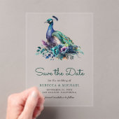 Invitations En Acrylique Emerald Green Floral Peacock Mariage Enregistrer l (In situ (ordinateur de poche))