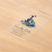 Invitations En Acrylique Emerald Green Floral Peacock Mariage Enregistrer l (Poser)