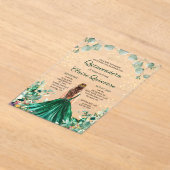 Invitations En Acrylique Emerald Green Floral Princess Quinceanera (Poser)