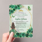 Invitations En Acrylique Emerald Green Floral Princess Quinceañera (In situ (ordinateur de poche))