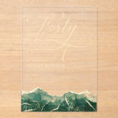 Invitations En Acrylique Emerald Green Gold Agate 40e Quarante Anniversaire (Recto)