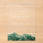 Invitations En Acrylique Emerald Green Gold Agate Élégant Mariage moderne (Recto)