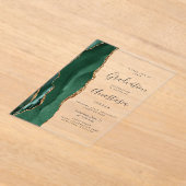 Invitations En Acrylique Emerald Green Gold Agate Gray Text Graduation (Poser)