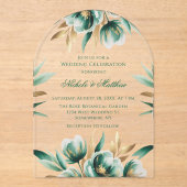 Invitations En Acrylique Emerald Green & Green Floral Wedding Celebration (Recto)
