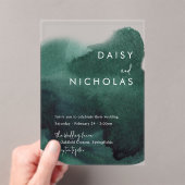 Invitations En Acrylique Emerald Green Moderne Mariage aquarelle (In situ (ordinateur de poche))