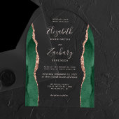 Invitations En Acrylique Emerald Green Rose Gold Agate rose Mariage Arch
