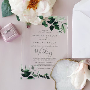 Invitations En Acrylique Emerald Green Rustic Modern Boho Moody Mariage