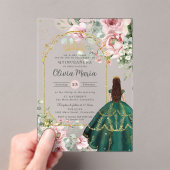 Invitations En Acrylique Émeraude rose pâle Quinceañera Douce 16 15 (In situ (ordinateur de poche))