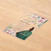 Invitations En Acrylique Émeraude rose pâle Quinceañera Douce 16 15 (Poser)