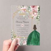 Invitations En Acrylique Émeraude rose pâle Quinceañera Douce 16 15 (In situ (ordinateur de poche))