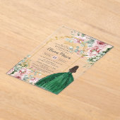 Invitations En Acrylique Émeraude rose pâle Quinceañera Douce 16 15 (Poser)