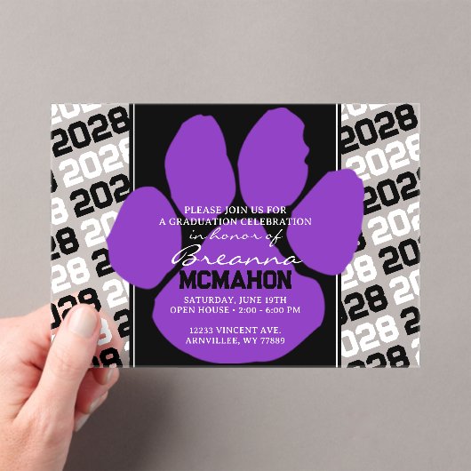 Invitations En Acrylique Empreinte de graduation violette et noire tendance (In situ (ordinateur de poche))