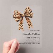 Invitations En Acrylique Empreinte de léopard arc brun anniversaire clair (In situ (ordinateur de poche))