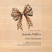 Invitations En Acrylique Empreinte de léopard arc brun anniversaire clair (Recto)
