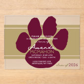 Invitations En Acrylique Empreinte d'or de bronze et de bordeaux unique (Recto)