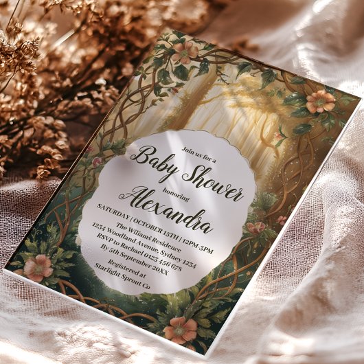 Invitations En Acrylique Enchanted Forest  Baby Shower