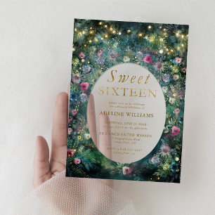 Invitations En Acrylique Enchanted Forest Roses Frame Woodland Sweet 16