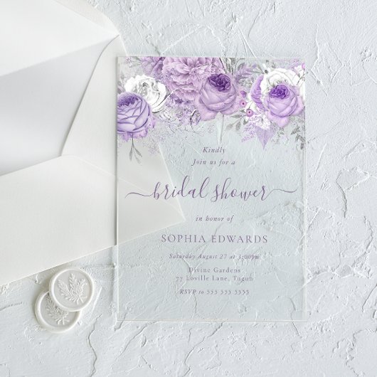 Invitations En Acrylique Enchanted Lavender Bridal Shower