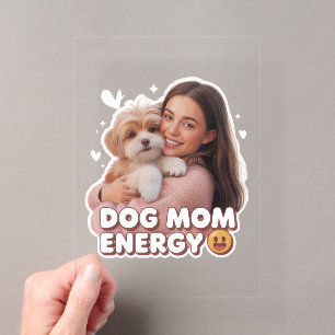 Invitations En Acrylique Énergie de Maman Chien - design tendance pour les