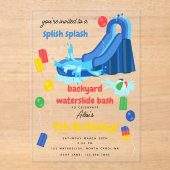 Invitations En Acrylique Enfants en glissade d'été Splish Splash Anniversai (Recto)
