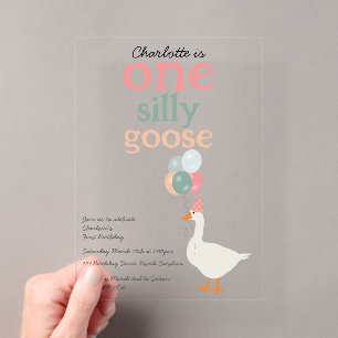 Invitations En Acrylique Enfants Une Oie Ridicule 1er Joyeux Anniversaire