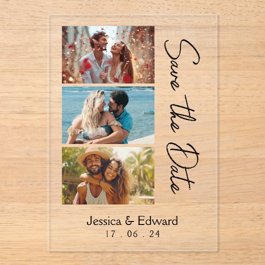 Invitations En Acrylique Enregistrer La Date PhotoBooth Qr Code Black White (Recto)