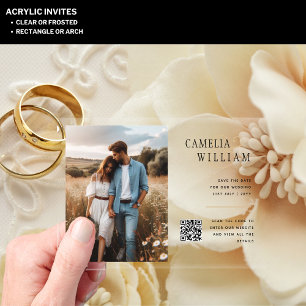 Invitations En Acrylique Enregistrez la date ACRYLIQUE PHOTO Code Qr RSVP