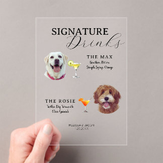 Invitations En Acrylique Enseigne de boissons signatures, Boisson signature