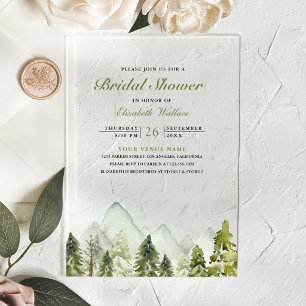 Invitations En Acrylique Enterrement de vie de jeune fille en forêt de pins