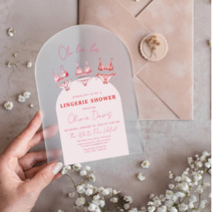 Invitations En Acrylique Enterrement de vie de jeune fille lingerie rose fl