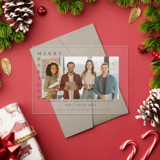 Invitations En Acrylique Entreprise Joyeux et brillant Noël Photo moderne (Insitu (vacances))