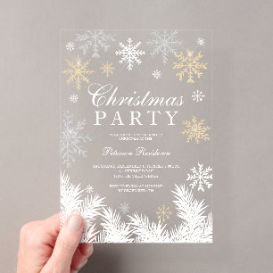 Invitations En Acrylique Épingle de flocon de neige moderne claire d'hiver 