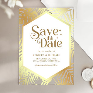 Invitations En Acrylique Épingle de mariage à thème tropical en or blanc po