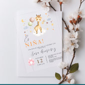 Invitations En Acrylique Espagnol Baby Girl Douche Giraffe Avec Ballons