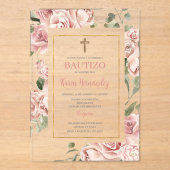 Invitations En Acrylique Espagnol Baptême Girl (Recto)