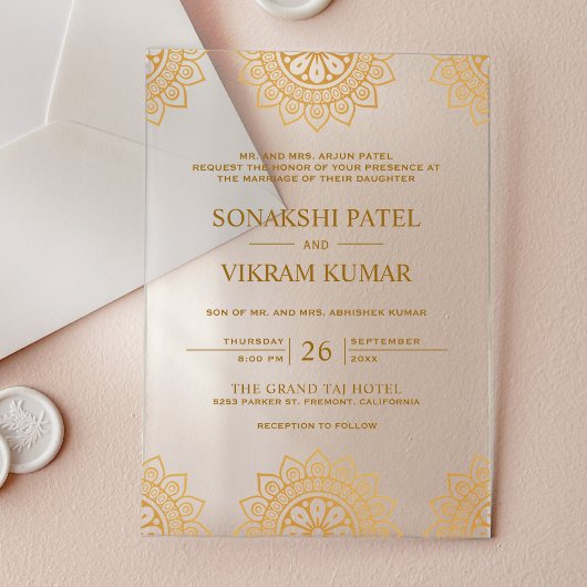 Invitations En Acrylique Ethnic Brown Mandala Indian Wedding