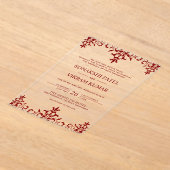 Invitations En Acrylique Ethnic Red Damask Indian Wedding (Poser)