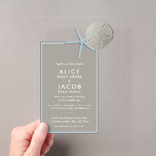 Invitations En Acrylique Étoile de mer et Dollar de sable - Mariage sur la