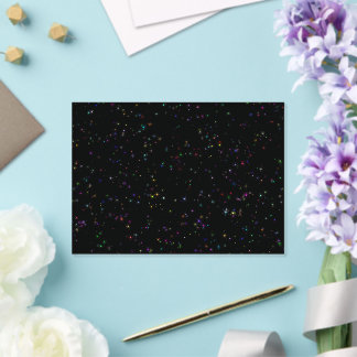 Invitations En Acrylique Étoiles scintillantes colorées dans un design noir