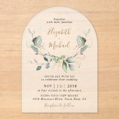 Invitations En Acrylique Eucalyptus Aquarelle Mariage Arche givrée (Recto)