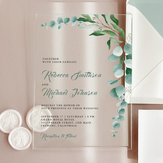 Invitations En Acrylique Eucalyptus Branch Wedding