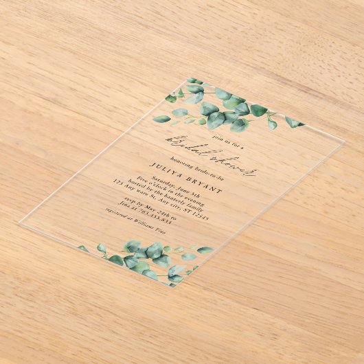 Invitations En Acrylique Eucalyptus de verdure douche nuptiale (Poser)